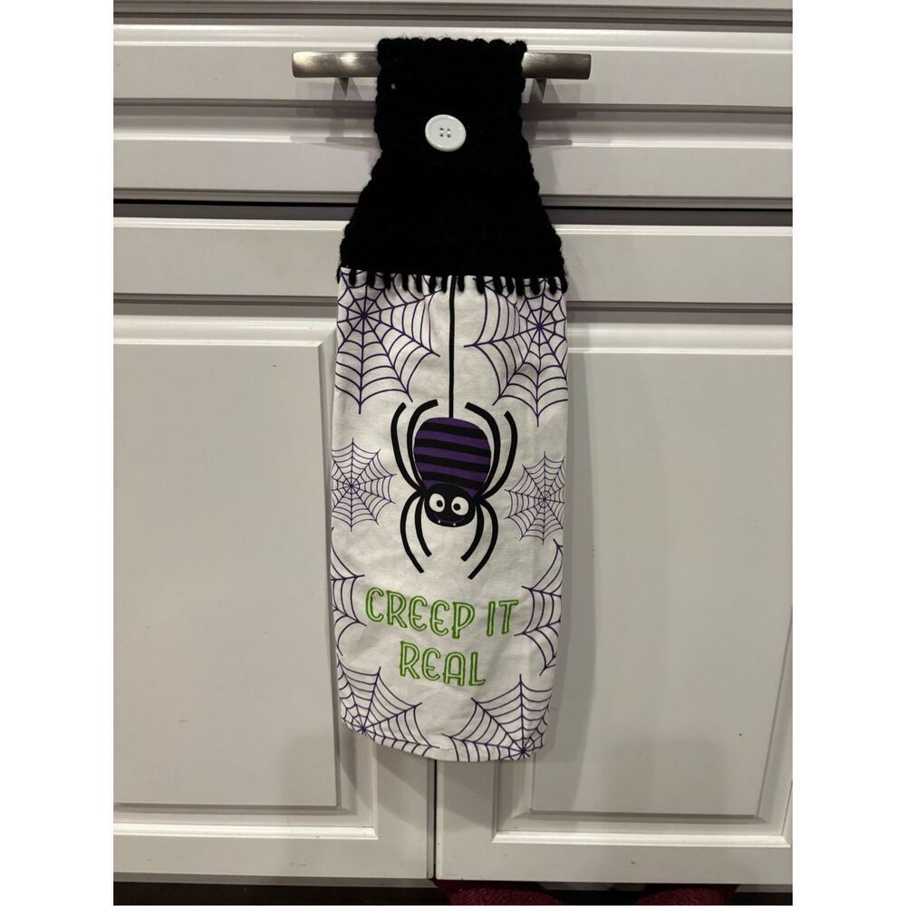 Crochet Top Kitchen Towel-Creep it real (spider)